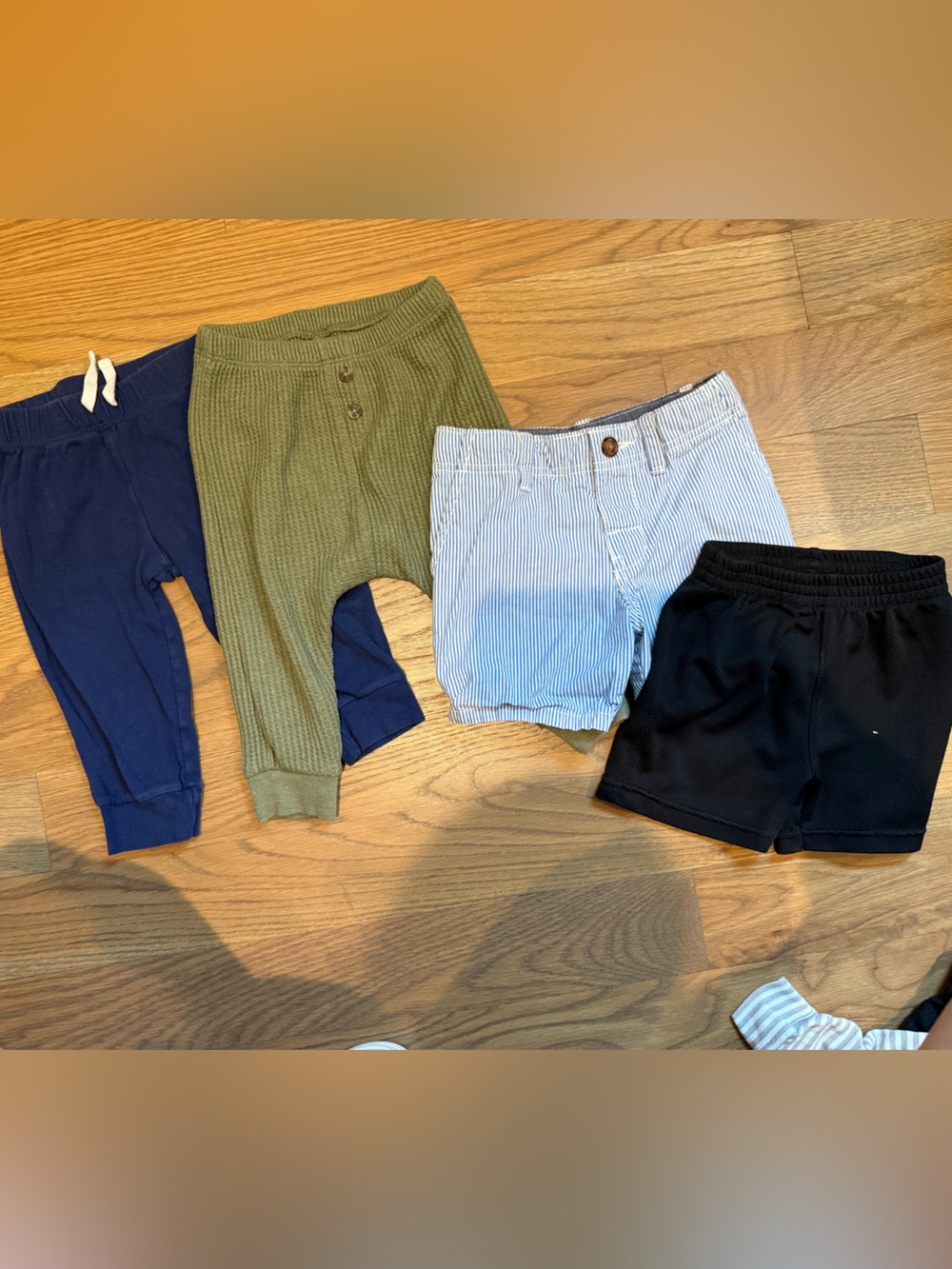 18m Mixed Bottoms Set - Navy, Olive, Light Blue Stripe, Black